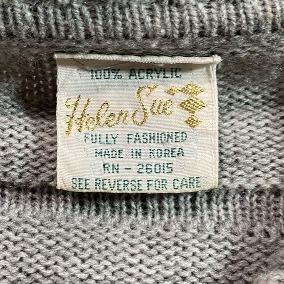 Vintage HELEN SUE Cardigan Sweater Shawl Collar Buttons Pockets Womens M Gray - Picture 3 of 8